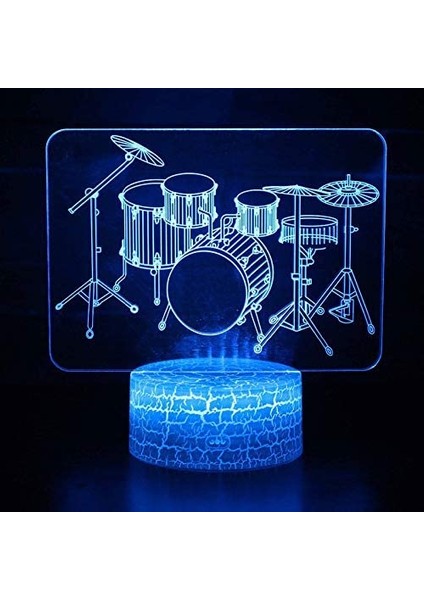 3D Davul Müzik Gece Işığı Lamba İllüzyon Gece Lambası (Yurt Dışından)