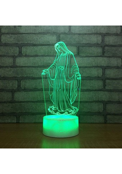 Yeni Akrilik 3D LED Gece Lambası Kutsal Meryem Ana Masası (Yurt Dışından) fırsatları