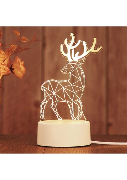 LED Geyik Başucu Lambası - Basit Akrilik Sıcak Ortam Işığı (Yurt Dışından)