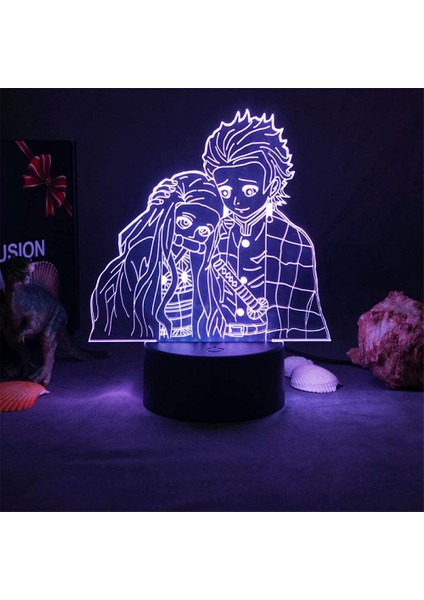 3D LED Lamba Anime Demon Slayer Kimetsu Gece Lambası (Yurt Dışından)