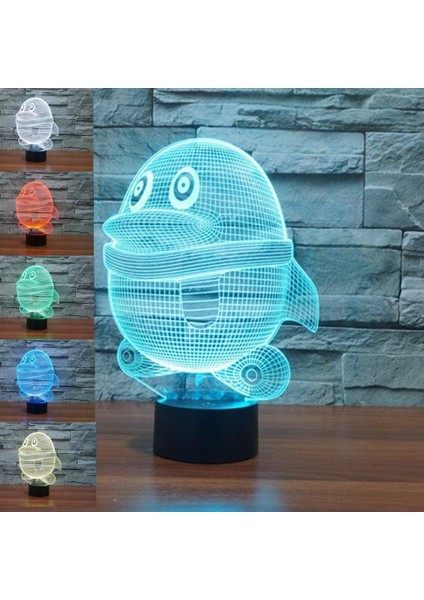 3D Hayvan Penguen Gece Işığı Dokunmatik Anahtar 7 Renk Değişimi (Yurt Dışından)