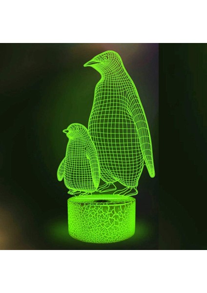 3D Penguen Gece Işığı Lambası İllüzyon 7 Renk (Yurt Dışından)