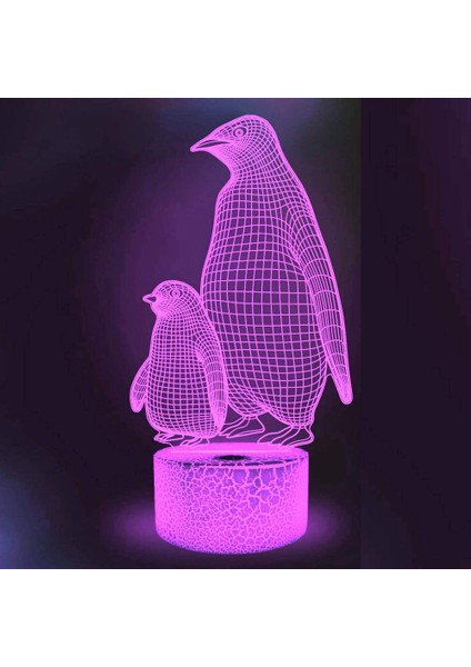 3D Penguen Gece Işığı Lambası İllüzyon 7 Renk (Yurt Dışından) fiyatları
