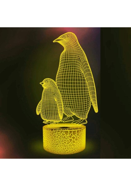 3D Penguen Gece Işığı Lambası İllüzyon 7 Renk (Yurt Dışından) modelleri