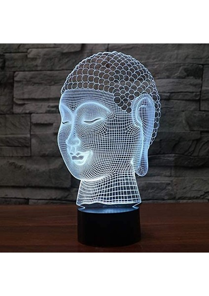 3D Buda Şekli Gece Lambası 7 Renk Değişimi LED Masa Masası (Yurt Dışından)