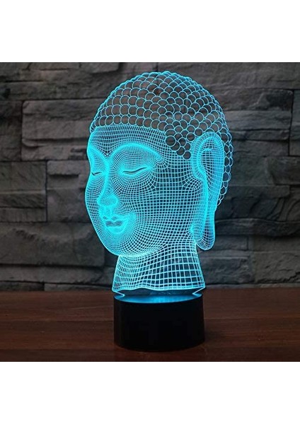 3D Buda Şekli Gece Lambası 7 Renk Değişimi LED Masa Masası (Yurt Dışından)
