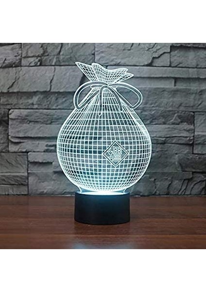 3D Şanslı Çanta Şekli Gece Lambası 7 Renk Değişimi LED Tablosu (Yurt Dışından)