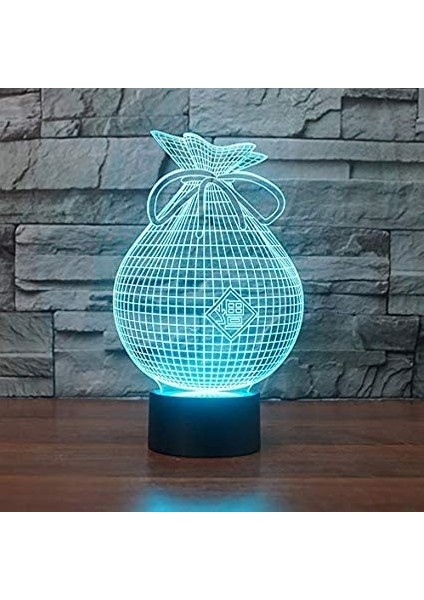 3D Şanslı Çanta Şekli Gece Lambası 7 Renk Değişimi LED Tablosu (Yurt Dışından) fırsatları
