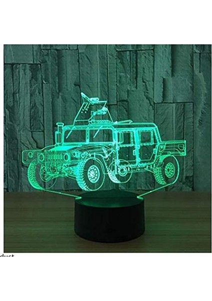 3D Savaş Arabası Gece Lambası 7 Renk Değişimi LED Masa Masası (Yurt Dışından)