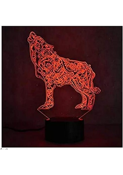 3D Animal Wolf Gece Lambası 7 Renk Değişimi LED Masa Masası (Yurt Dışından)