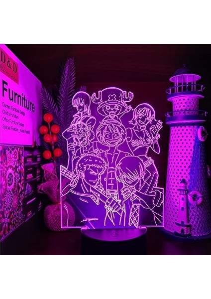 Clyartps - One Piece Luffy Nami Sanji Zoro Chopper 3D LED (Yurt Dışından)