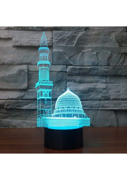 3D Islam Müslüman Kalesi Gece Lambası 7 Renk Değişimi LED (Yurt Dışından)