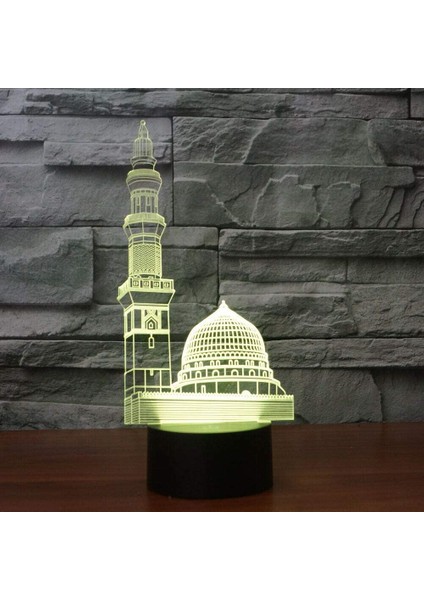 3D Islam Müslüman Kalesi Gece Lambası 7 Renk Değişimi LED (Yurt Dışından)