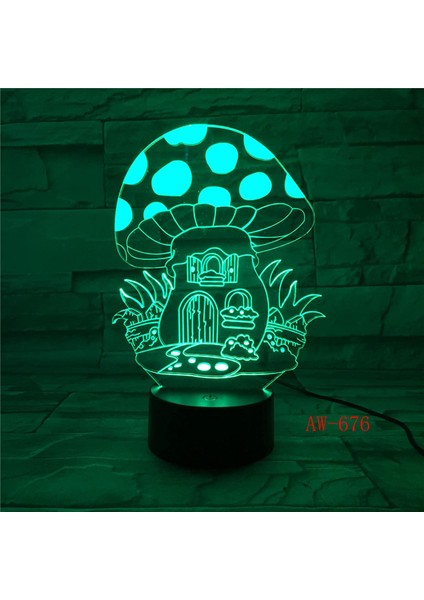 Benekli Mantar 3D Görsel Dokunmatik Masa Lambası LED (Yurt Dışından)