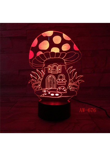 Benekli Mantar 3D Görsel Dokunmatik Masa Lambası LED (Yurt Dışından) fiyatları