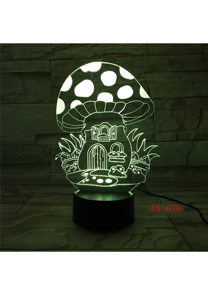 Benekli Mantar 3D Görsel Dokunmatik Masa Lambası LED (Yurt Dışından) modelleri