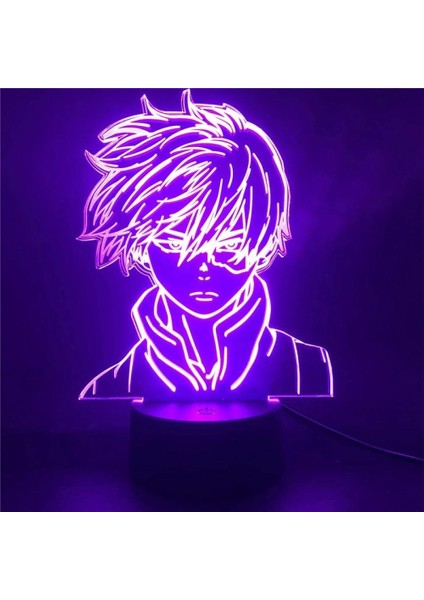 3D LED Lamba Anime My Hero Academia Shoto Todoroki Yüz (Yurt Dışından)