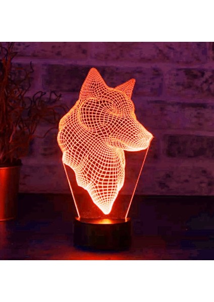 3D Fox Gece Işığı Lambası İllüzyon 7 Renk (Yurt Dışından)