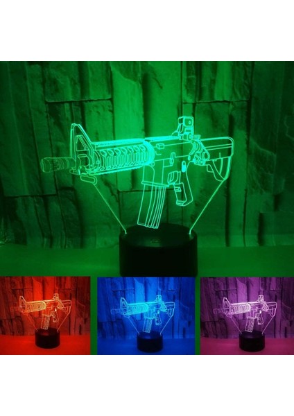 3D Gun Pistole Gece Işığı İçin LED Lamp İllüzyon 7 (Yurt Dışından)
