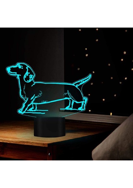 Pet Köpek 3D İllüzyon Lamba Dokunmatik LED Gece Lambası Akrilik (Yurt Dışından)