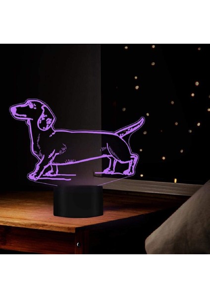 Pet Köpek 3D İllüzyon Lamba Dokunmatik LED Gece Lambası Akrilik (Yurt Dışından)