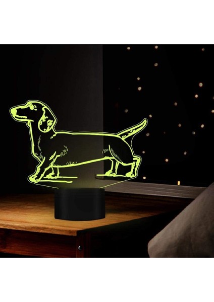 Pet Köpek 3D İllüzyon Lamba Dokunmatik LED Gece Lambası Akrilik (Yurt Dışından)