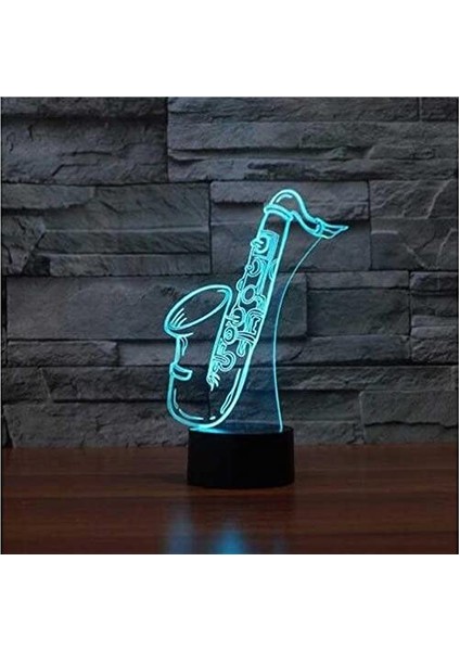 3D Saksafon Gece Lambası 7 Renk Değişimi LED Masa Masası (Yurt Dışından)