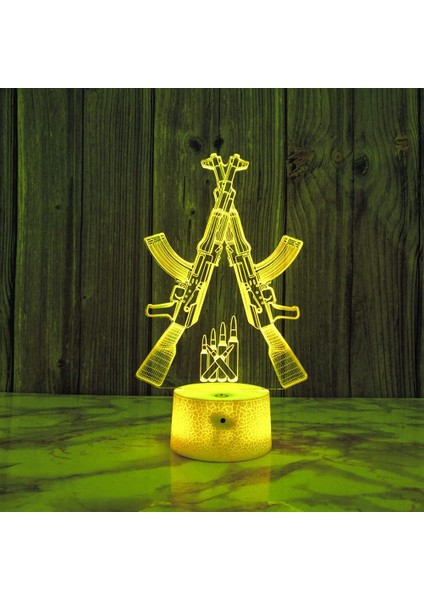 3D Gun Gece Işığı Lambası İllüzyon 7 Renk İçin (Yurt Dışından) fiyatları