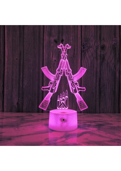 3D Gun Gece Işığı Lambası İllüzyon 7 Renk İçin (Yurt Dışından) modelleri
