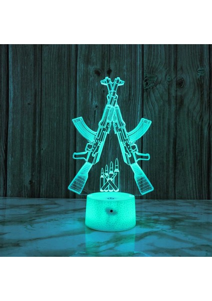 3D Gun Gece Işığı Lambası İllüzyon 7 Renk İçin (Yurt Dışından) fırsatları