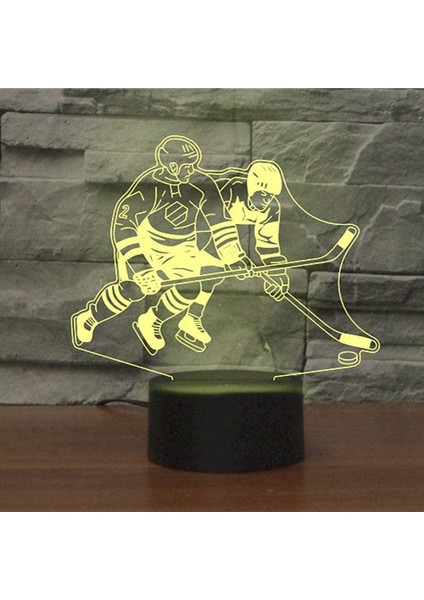 Soyutlayıcı 3D Buz Hokeyi Oynarken Optik İllüzyon Gece Lambası (Yurt Dışından) fırsatları