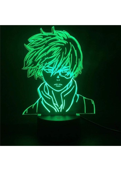 3D LED Lamba Anime My Hero Academia Shoto Todoroki Yüz (Yurt Dışından)