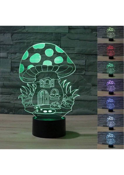 Sevimli Mantar 3D LED Gece Lambası Masa Masa Optik (Yurt Dışından)