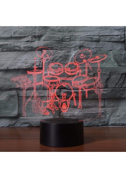 Renkli Kaya Davul Seti Akrilik 3D LED Lamba Görsel Dokunuş (Yurt Dışından) modelleri