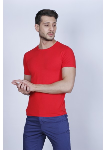 Bisiklet Yaka Slim-Fit Erkek T-Shirt