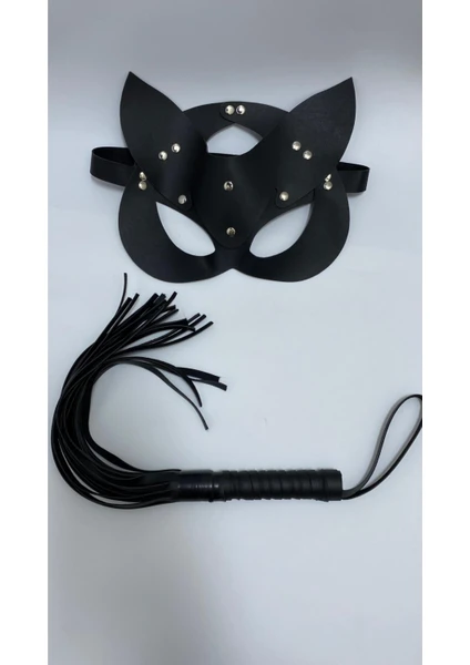 Vonda Wear 800226 - Vonda Wear | Siyah Deri Maske & Kırbaç Harness Set