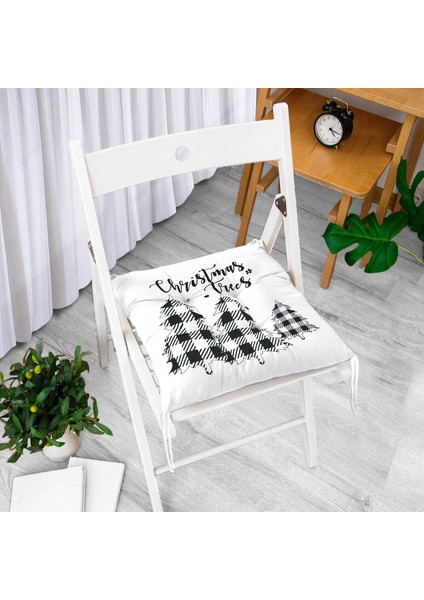 Christmas Temalı Ekose Çam Ağacı Motifli Pofidik Sandalye Minderi fiyatları