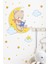 Ayda Kitap Okuyan Ayıcık Bulut ve Yıldızlar Çocuk Bebek Odası Sticker Seti 1