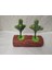Pembe Ahşap Kütük Saksıda Yapay Çiçek Kaktüs 22 cm Kf1 1