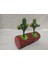 Pembe Ahşap Kütük Saksıda Yapay Çiçek Kaktüs 22 cm Kf1 2