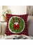 Kırmızı Ekose Yılbaşı Desen Joy Motifli Modern Şönil Yastık Kırlent Kılıfı 1