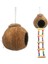 Doğal Hindistan Cevizi Kabuğu Kuş Nest House Hut Kafes Besleyici Pet Papağan Asılı Ipi Asılı Oyuncak ile Toy Stokçlar Sparrows | Kuş Kafesleri ve yuvalar (Yurt Dışından) 1