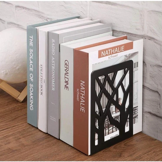 Evay Tasarım Ağaç Desenli Metal Kitap Desteği - Kitap Tutucu - Ev ve Ofis Dekoratif Aksesuar( 2 Li Set)