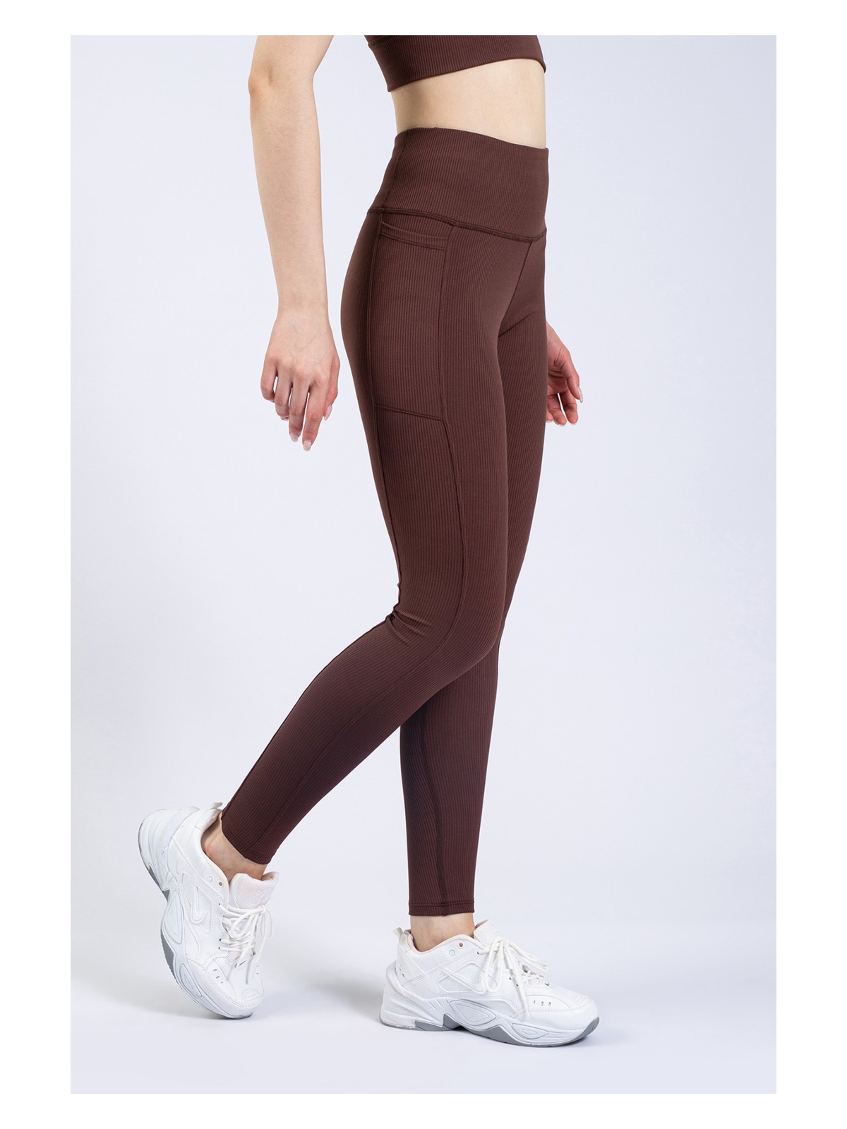 The Step Sports Kadın Mavi Cepli Fitilli Yüksek Bel Spor Tayt 25" - Görsel 6