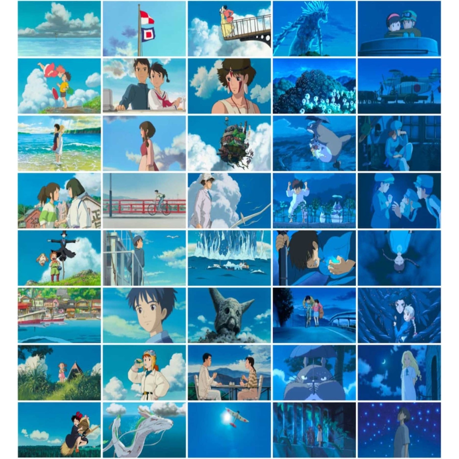 Studio Ghibli Blue Kolaj Seti Duvar Poster Seti 40 Adet Fiyatı