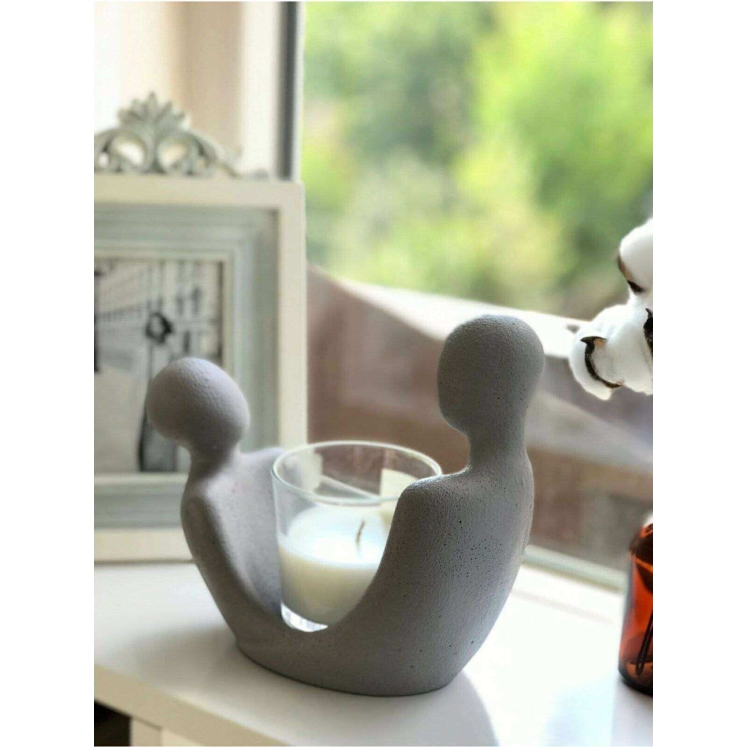 Berlin Shop Yeni Ev Hediyesi Özel Tasarım Gri Sevgili Mumluk Fiyatı