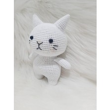 Oyuncak Park Beyaz Miniş Pisi Uyku Arkadaşı Amigurumi  Oyuncak