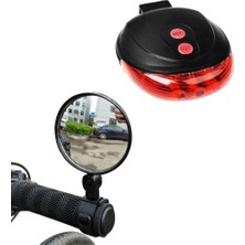 Greathings Bisiklet LED Stop Lambası Lazer Şeritli Arka Stop ve Geniş Açılı Bisiklet Scooter Aynası Dikiz Ayna 360 Derece