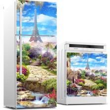 Sticker Art Buzdolabı ve Bulaşık Makinası Beyaz Eşya Sticker Kaplama Eyfel Yol
