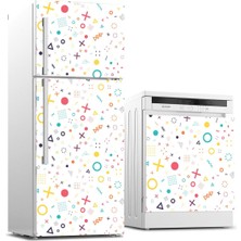 Sticker Art Buzdolabı ve Bulaşık Makinası Beyaz Eşya Sticker Kaplama Geometrik Şekiller